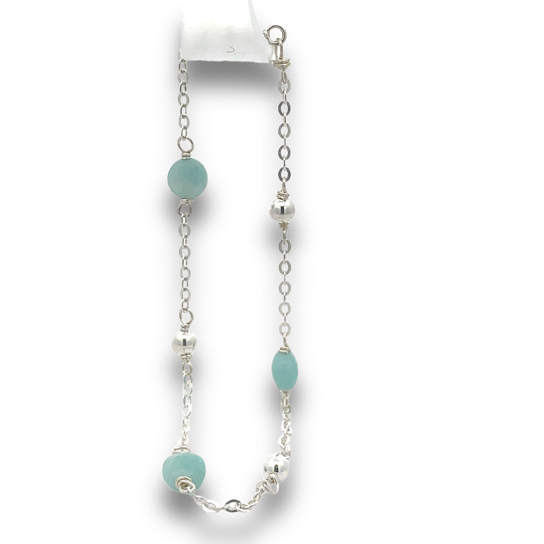Amazonite Chain Bracelet | Mint-Green Gemstone Elegance