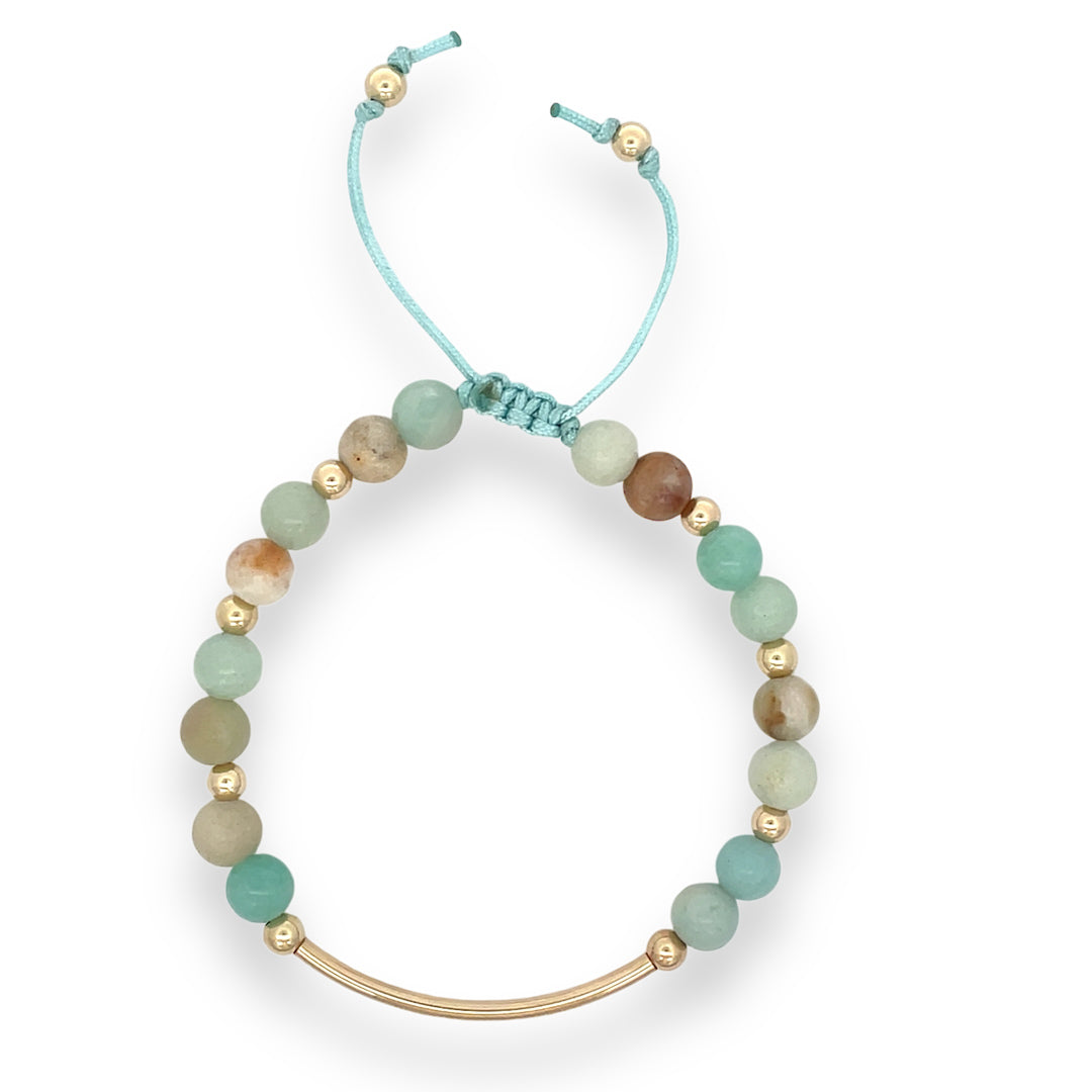Amazonite bar bracelet in gold