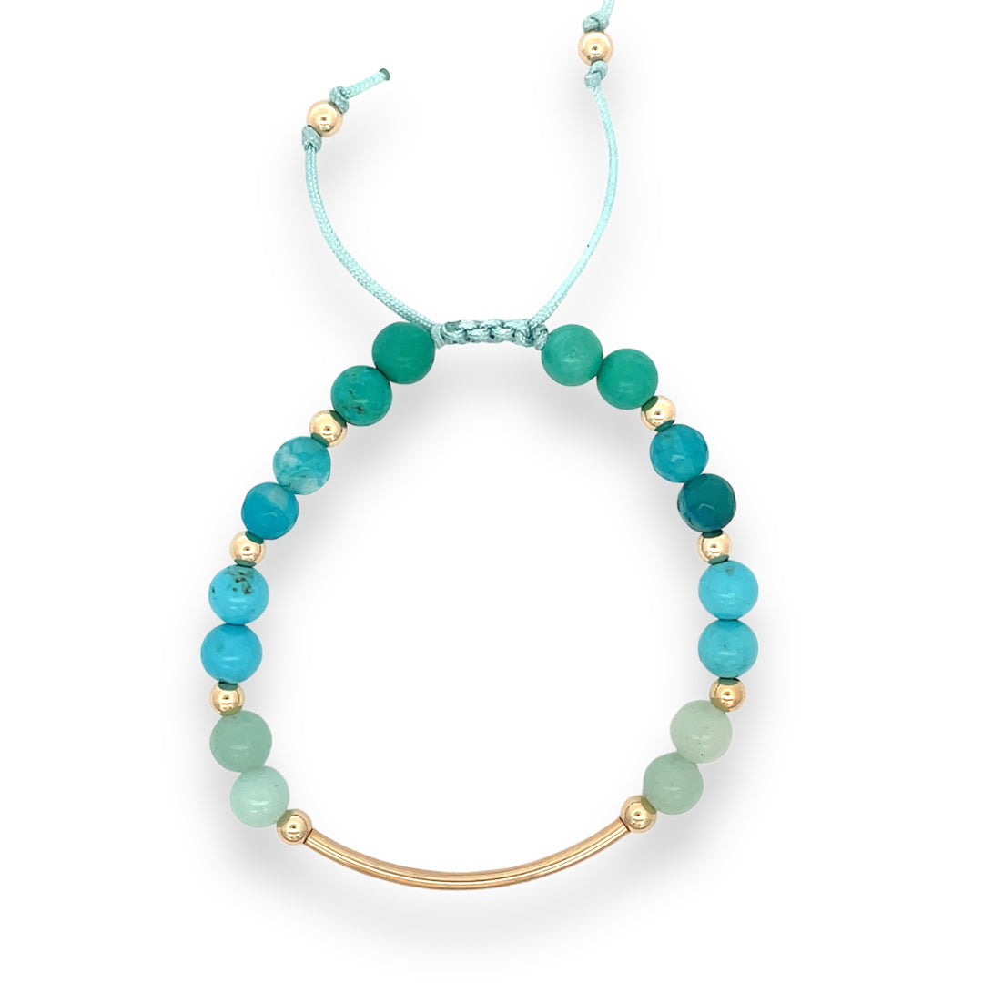 Ocean stone bar bracelet in gold