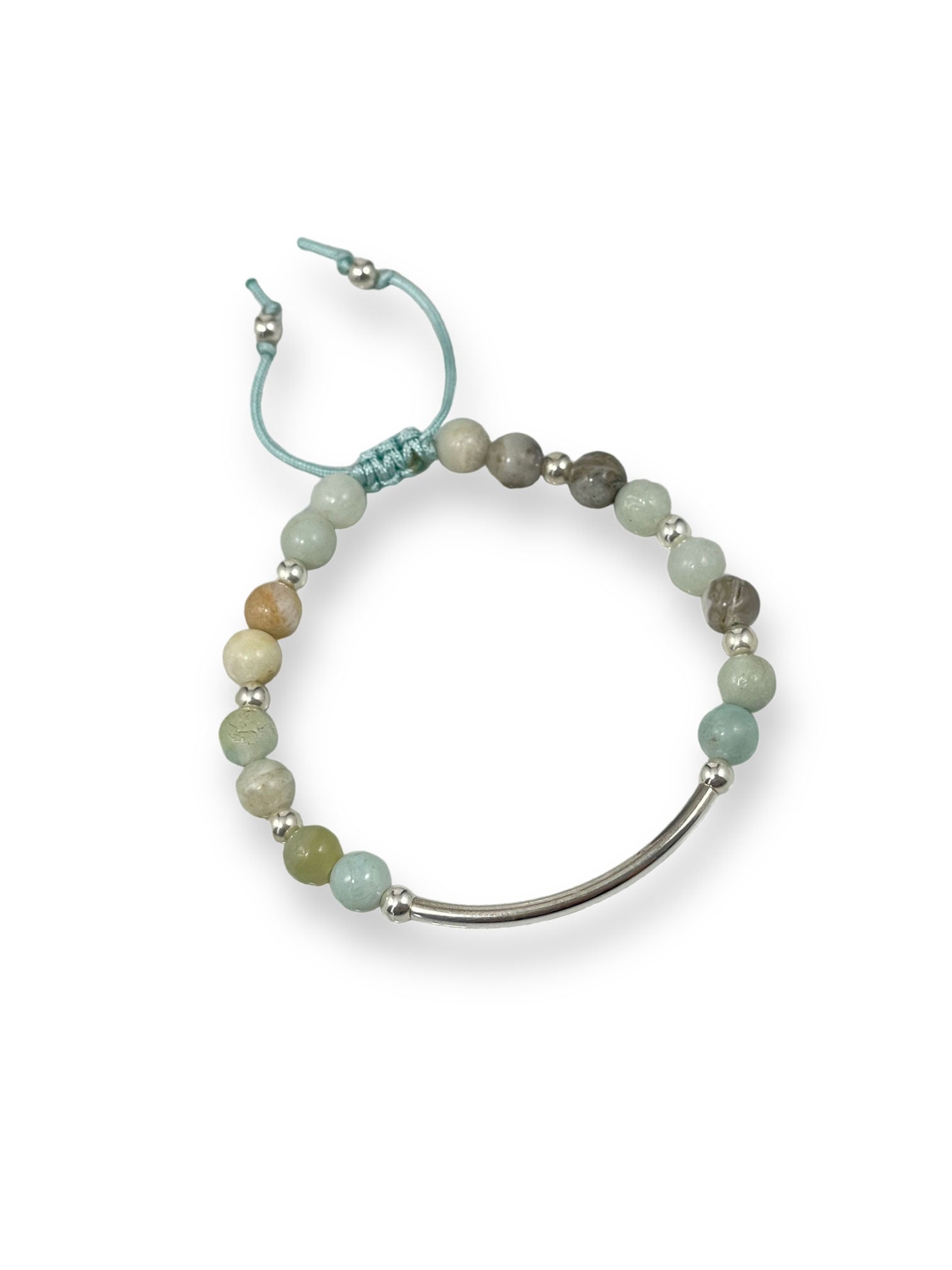silver amazonite bar bracelet