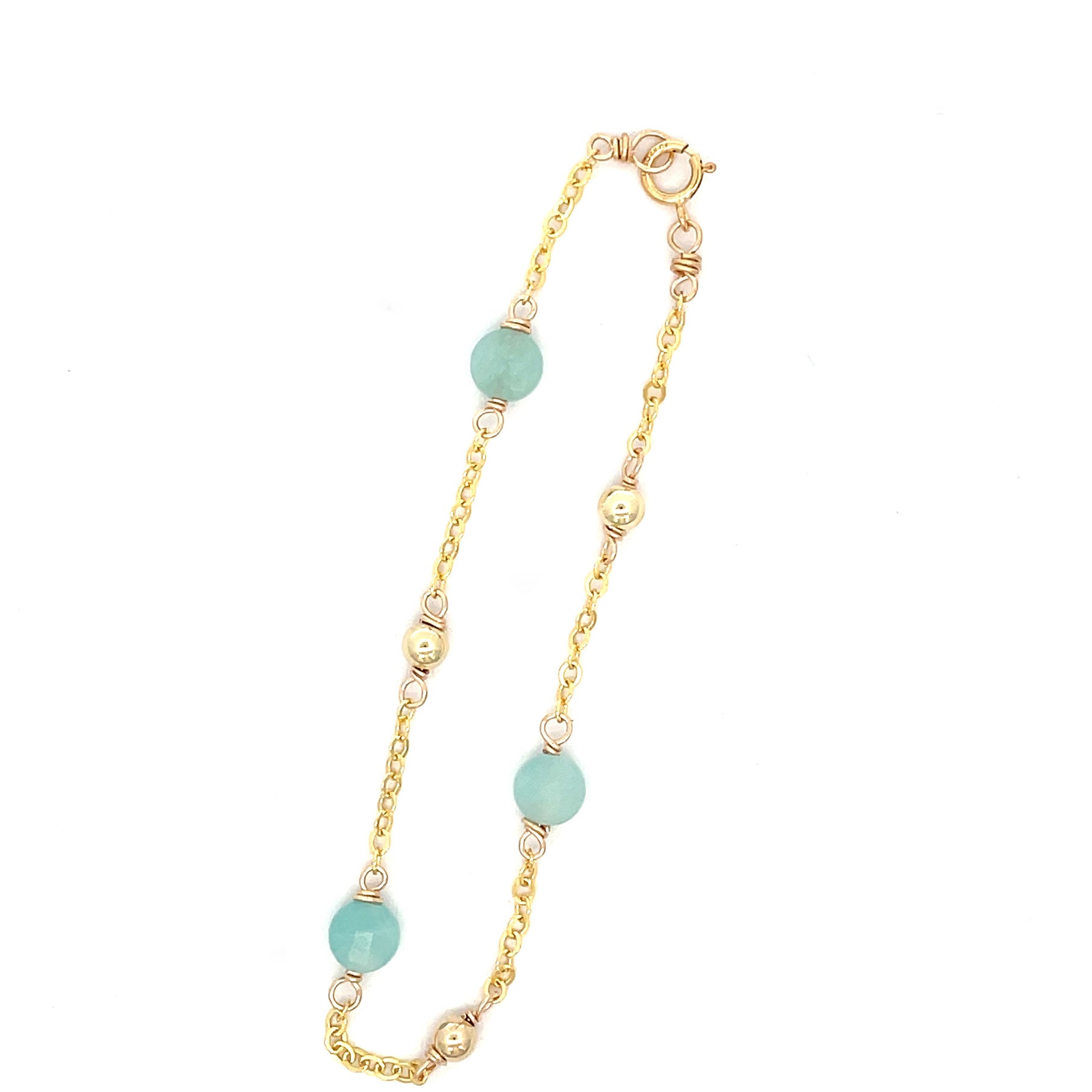 amazonite chain bracelet in gold