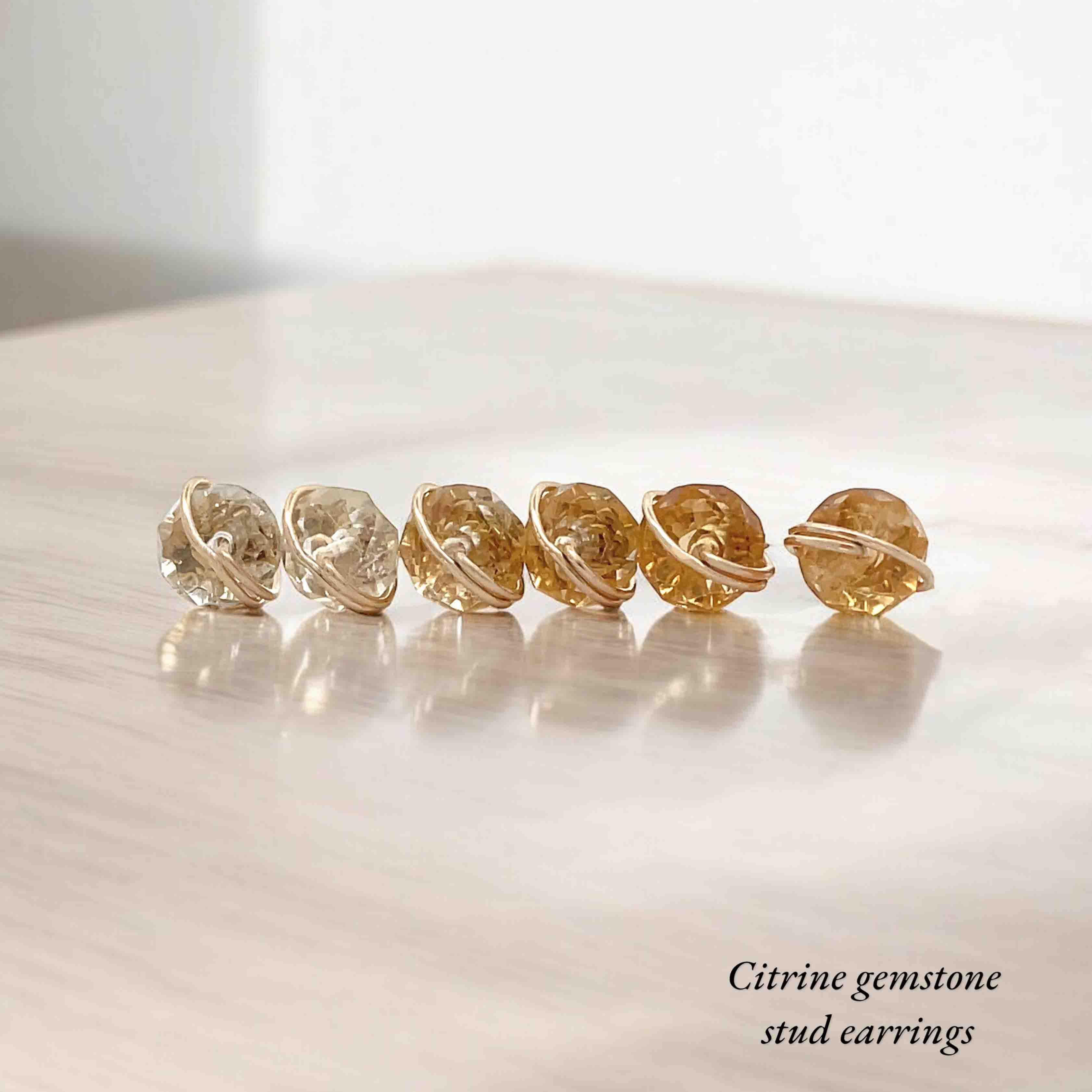 Deep orange citrine stud earrings