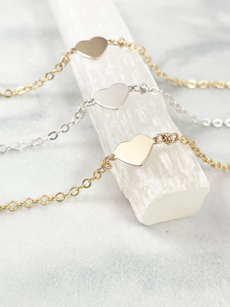 gold heart chain bracelet