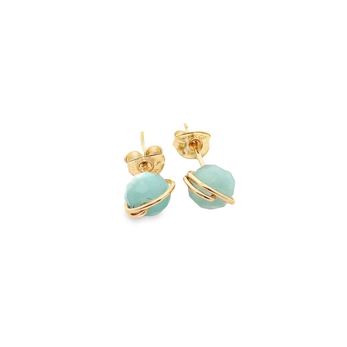 Amazonite gold studs