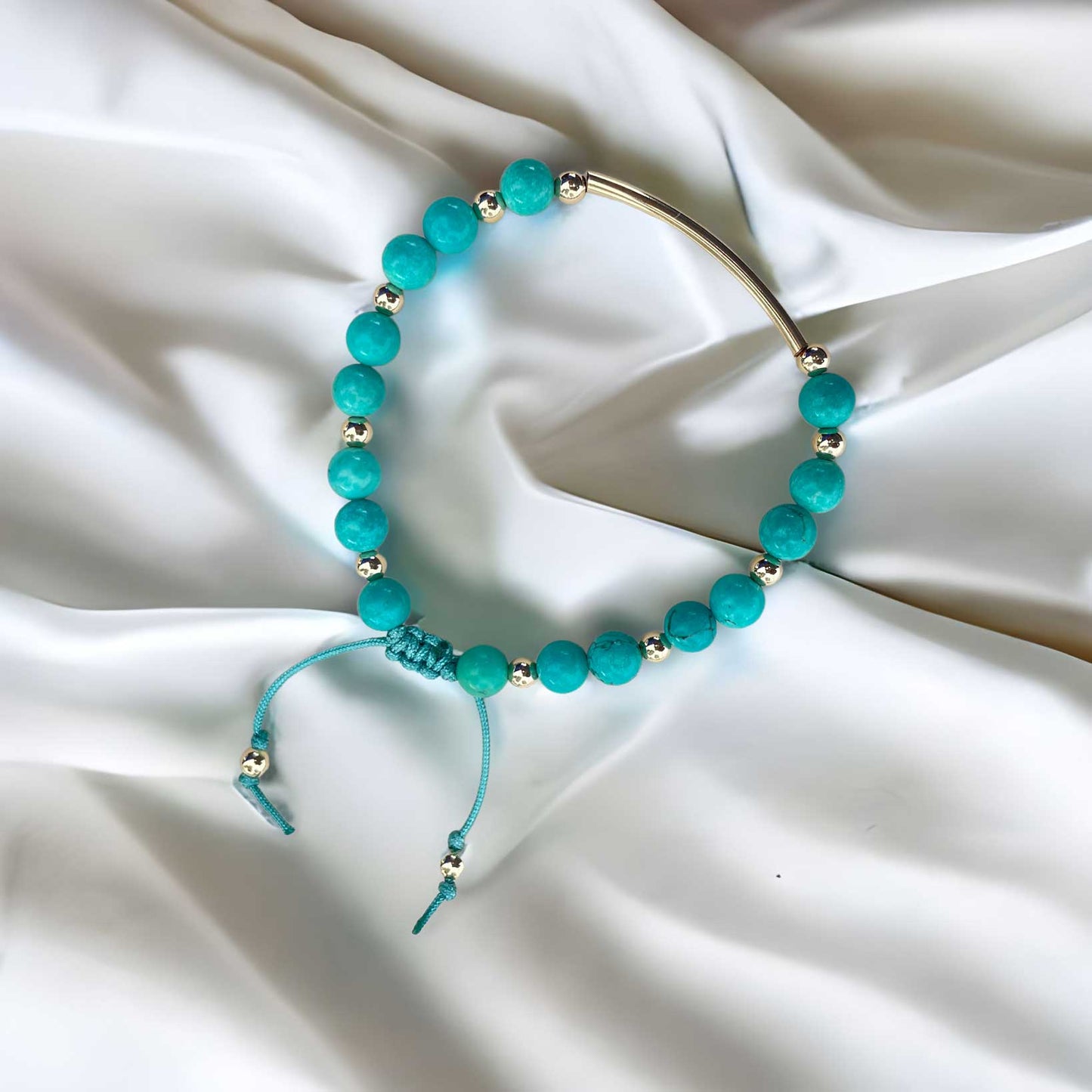 Blue turquoise bracelet in gold