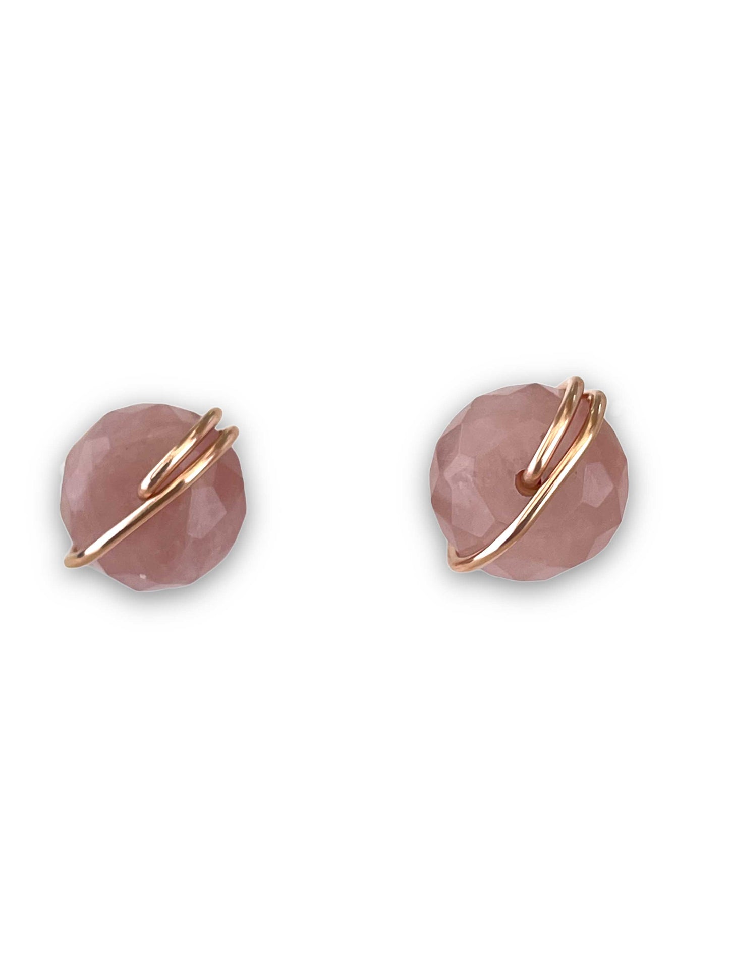 Rose gold rose quartz stud earrings