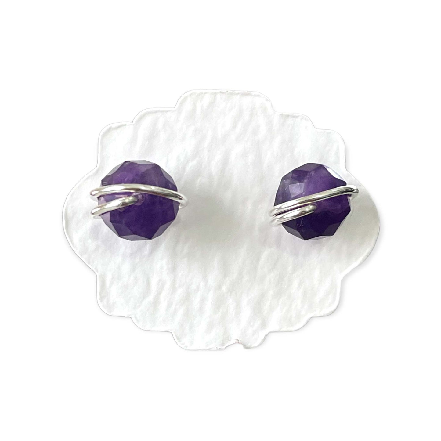 amethyst stud earrings in silver