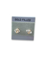 Load image into Gallery viewer, clear quartz stud earring on gold-filled card