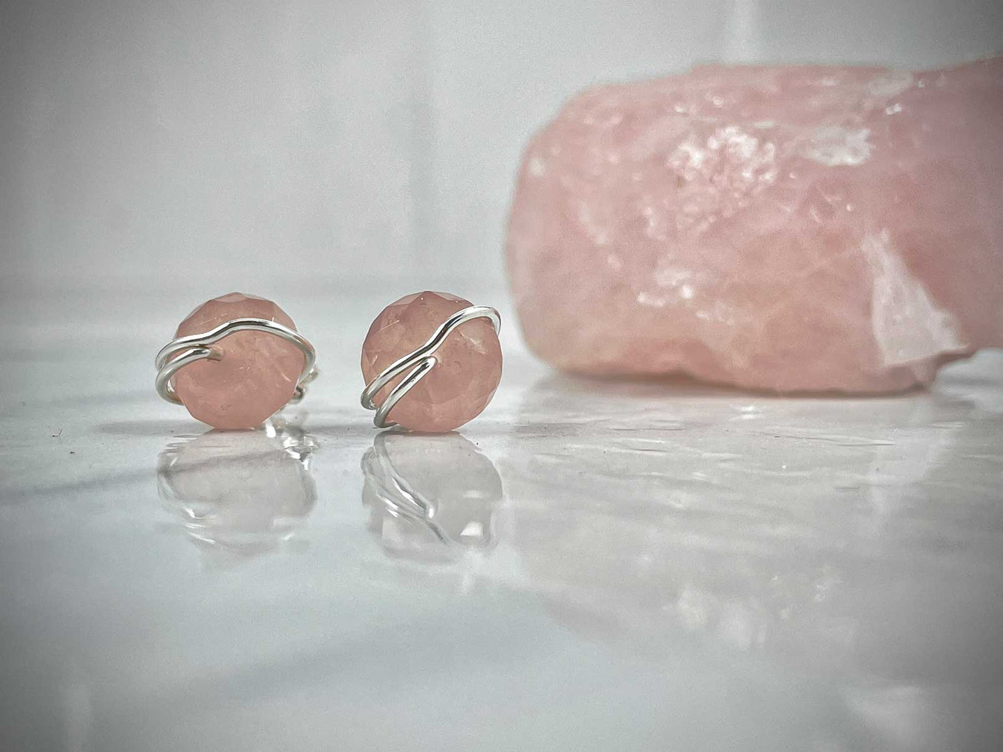 rose quartz studs