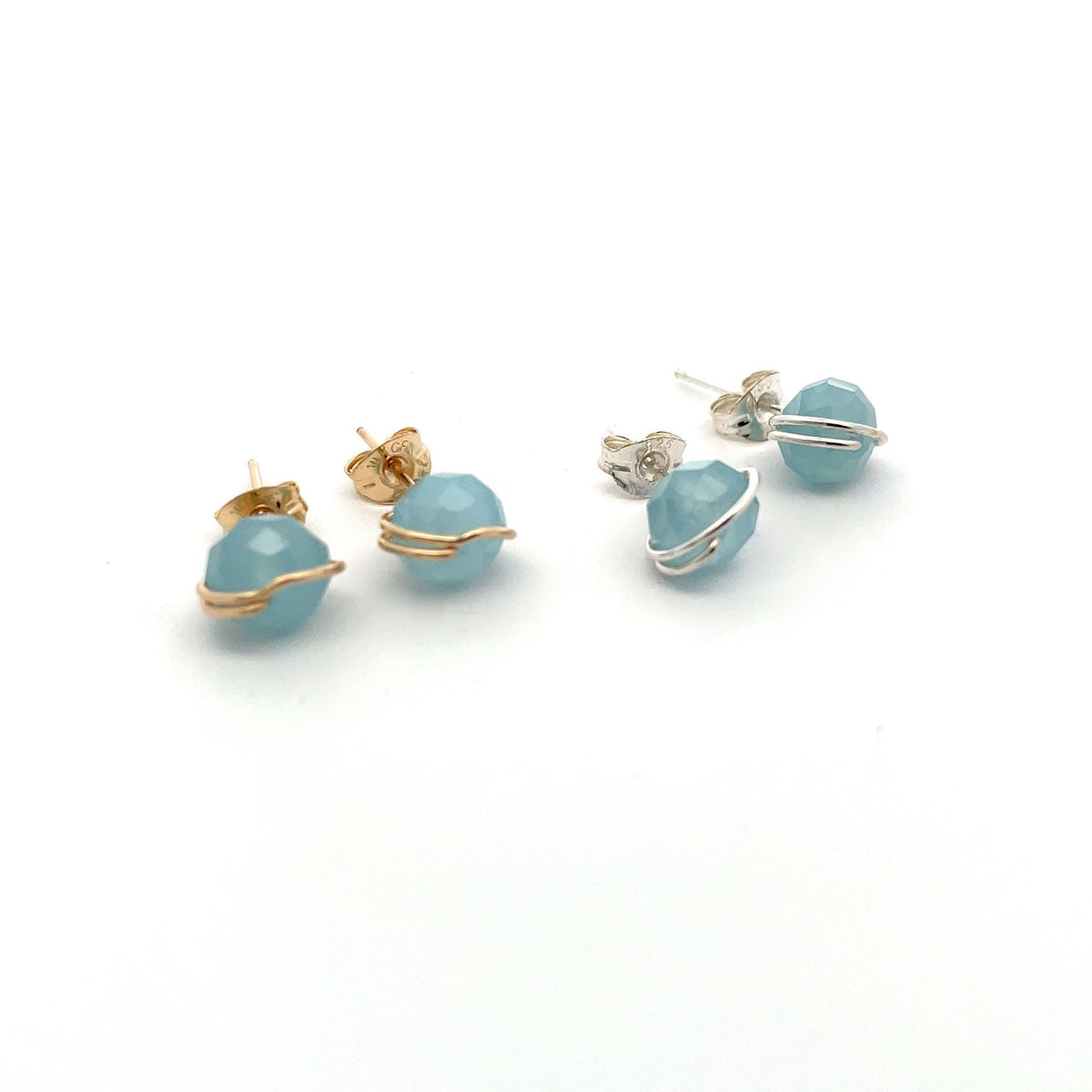 Gold and silver amazonite stud earrings 