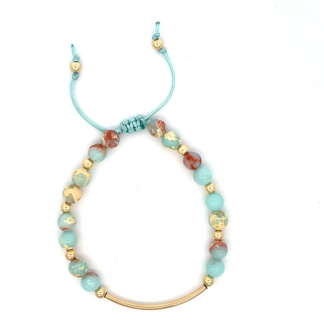 Aqua Terra Jasper |Stone Bar Bracelet: Oceanic Splendor at Your Wrist