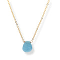 Aquamarine necklace in gold-filled chain with ocean-blue gemstone, March birthstone