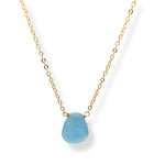 Load image into Gallery viewer, Aquamarine necklace in gold-filled chain with ocean-blue gemstone, March birthstone

