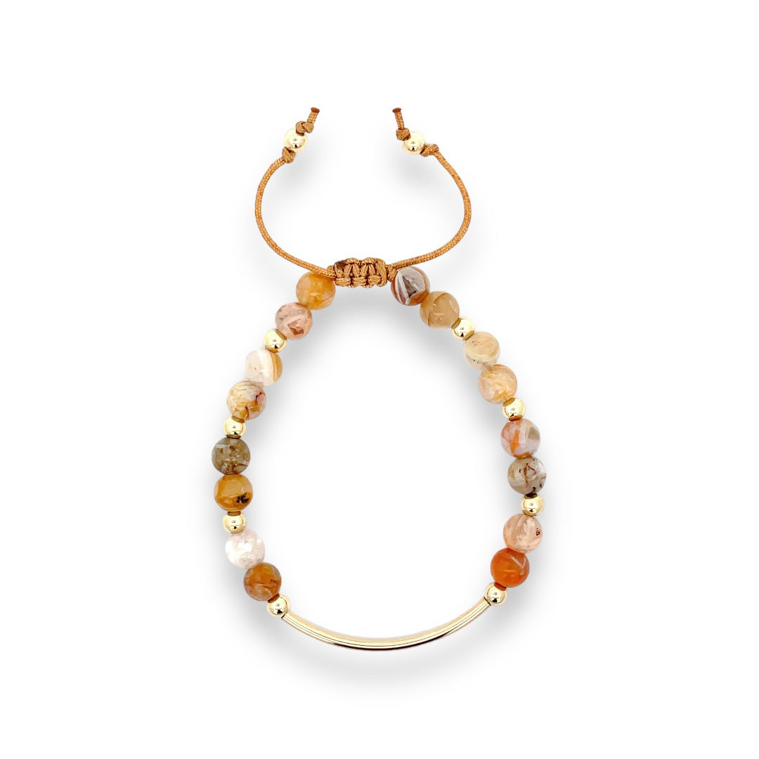 Bamboo Agate | Stone Bar Bracelet: Unique Natural Charm