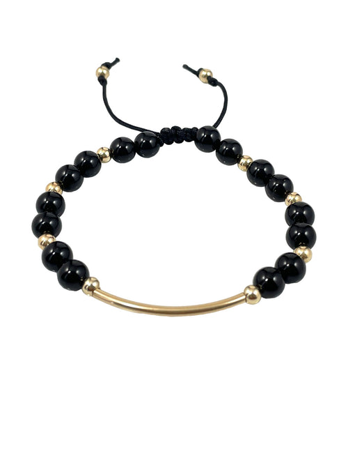 Stone bar black onyx bracelet in gold 