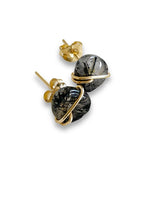 Load image into Gallery viewer, Black Rutilated Quartz | Stud Earrings by Summer Gems - Handmade in Barbados
