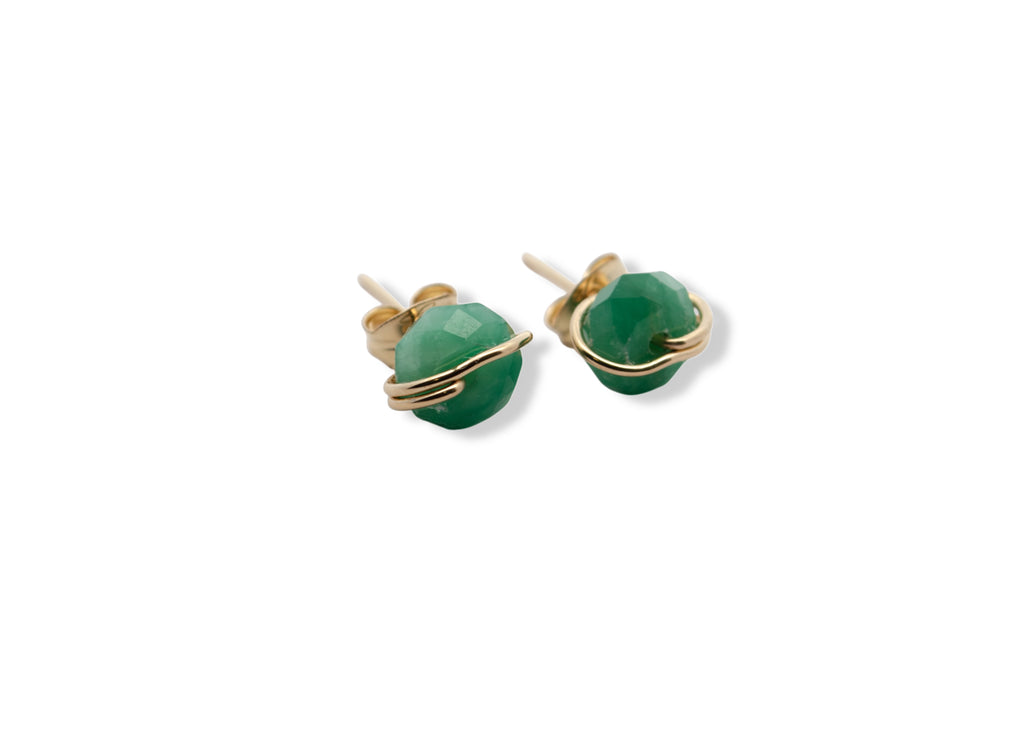 emerald stud set in gold 