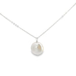Load image into Gallery viewer, flat coin pearl necklace in silver 

