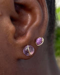 Light purple fluorite gemstone stud earrings 