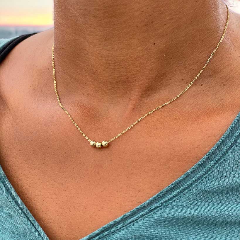 Best All Around Necklace: Gold Chain, Gold Bead Accents – taudrey