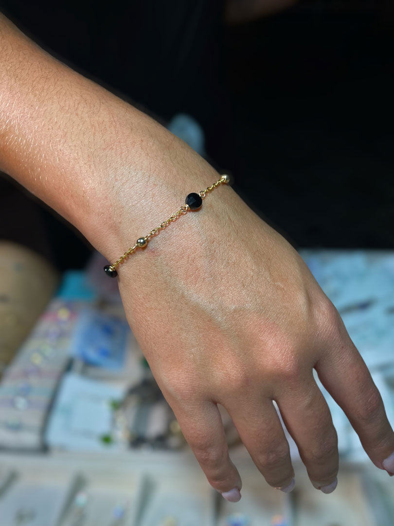 Black onyx chain bracelet 