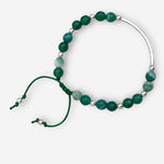 Load image into Gallery viewer, green agate bar bracelet in silver
