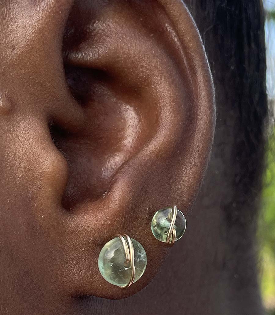 green fluorite stud earrings 