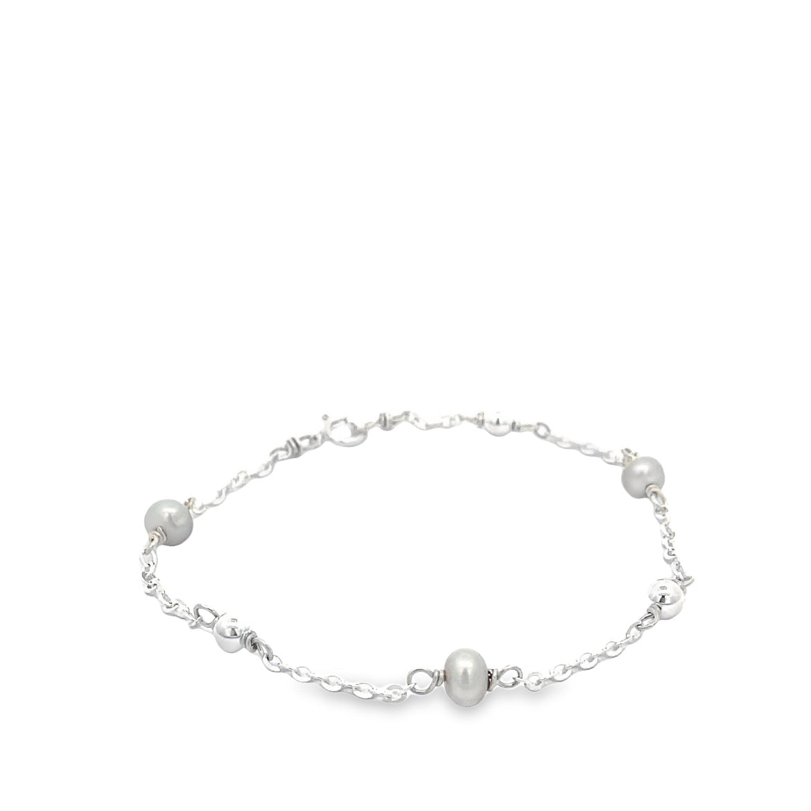 Grey pearl station bracelet 