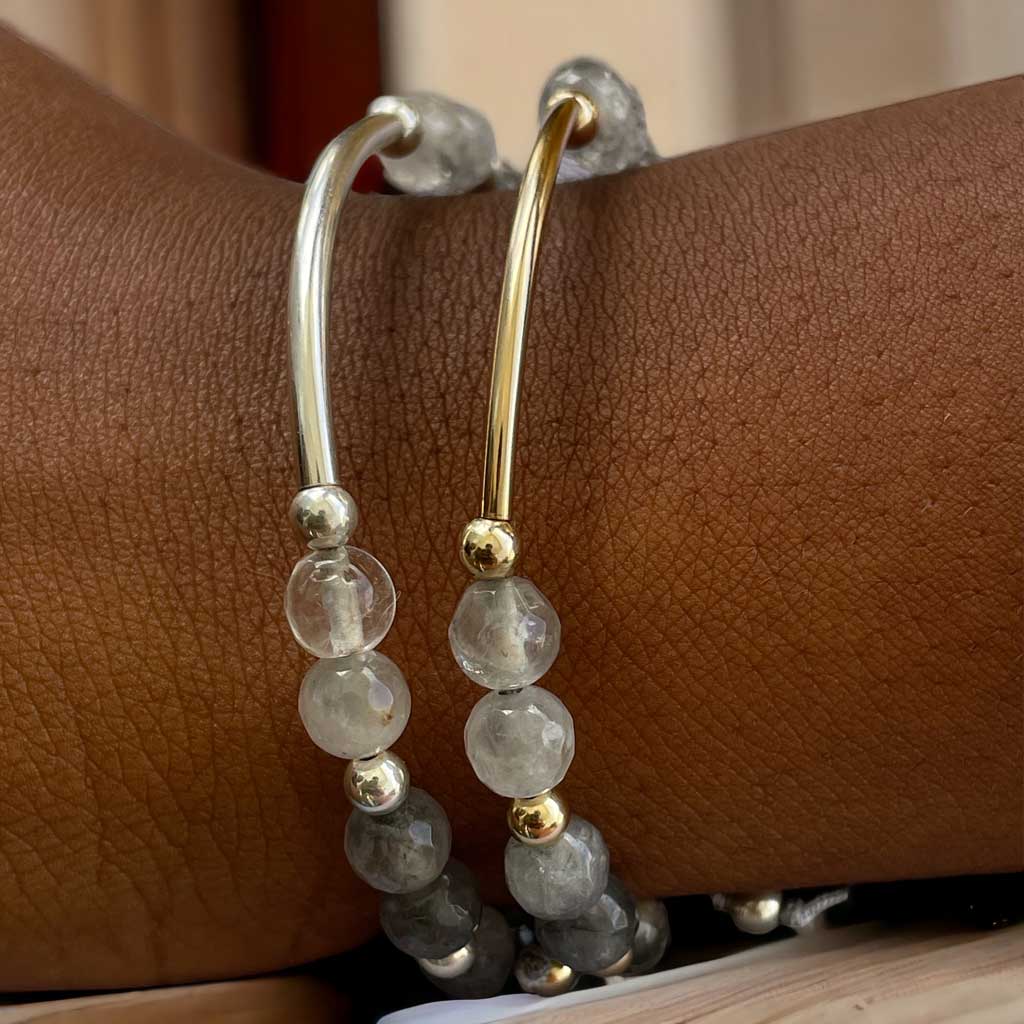 Trendy Grey Agate Bracelet - Handmade in Barbados