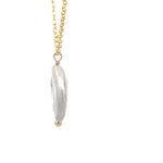 Load image into Gallery viewer, Large coin pearl necklace side view 
