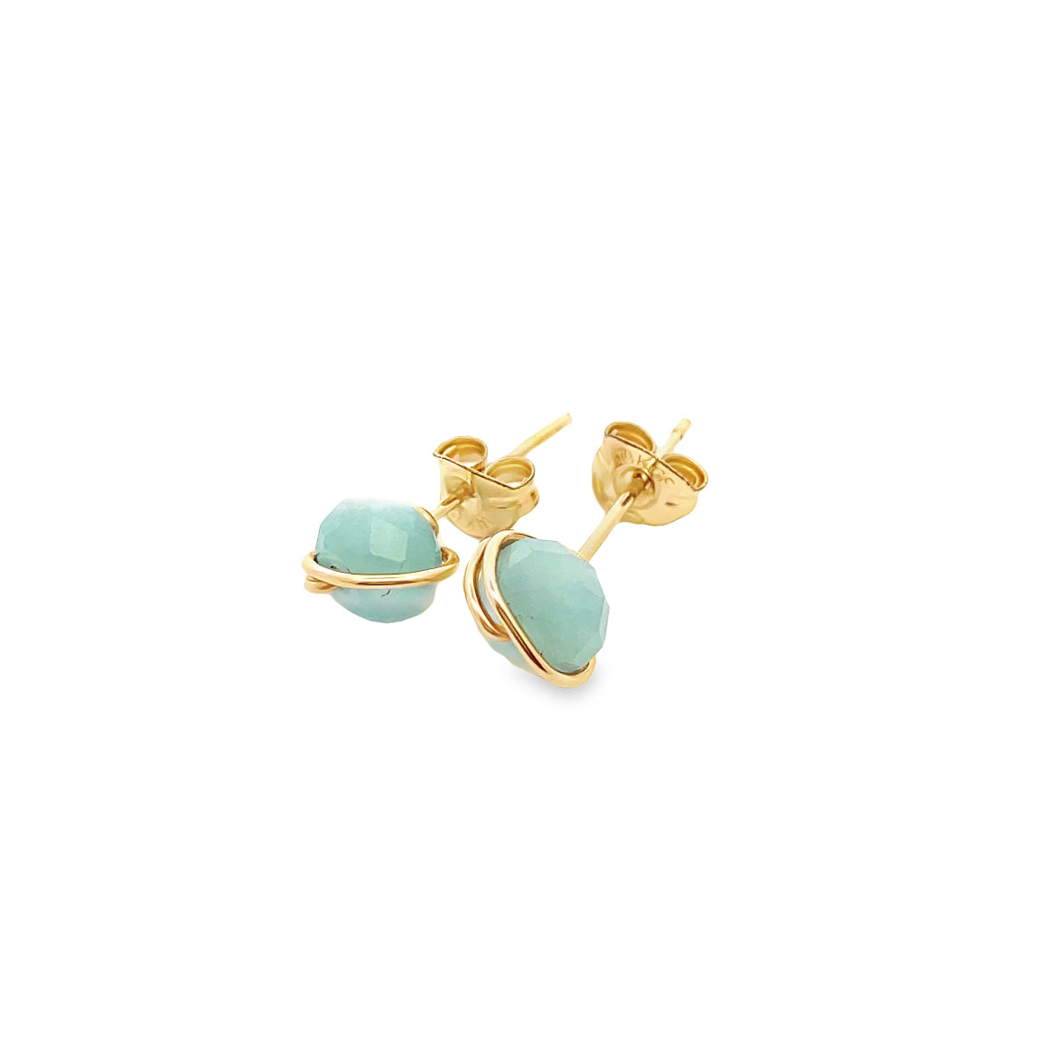 Gold amazonite stud earrings
