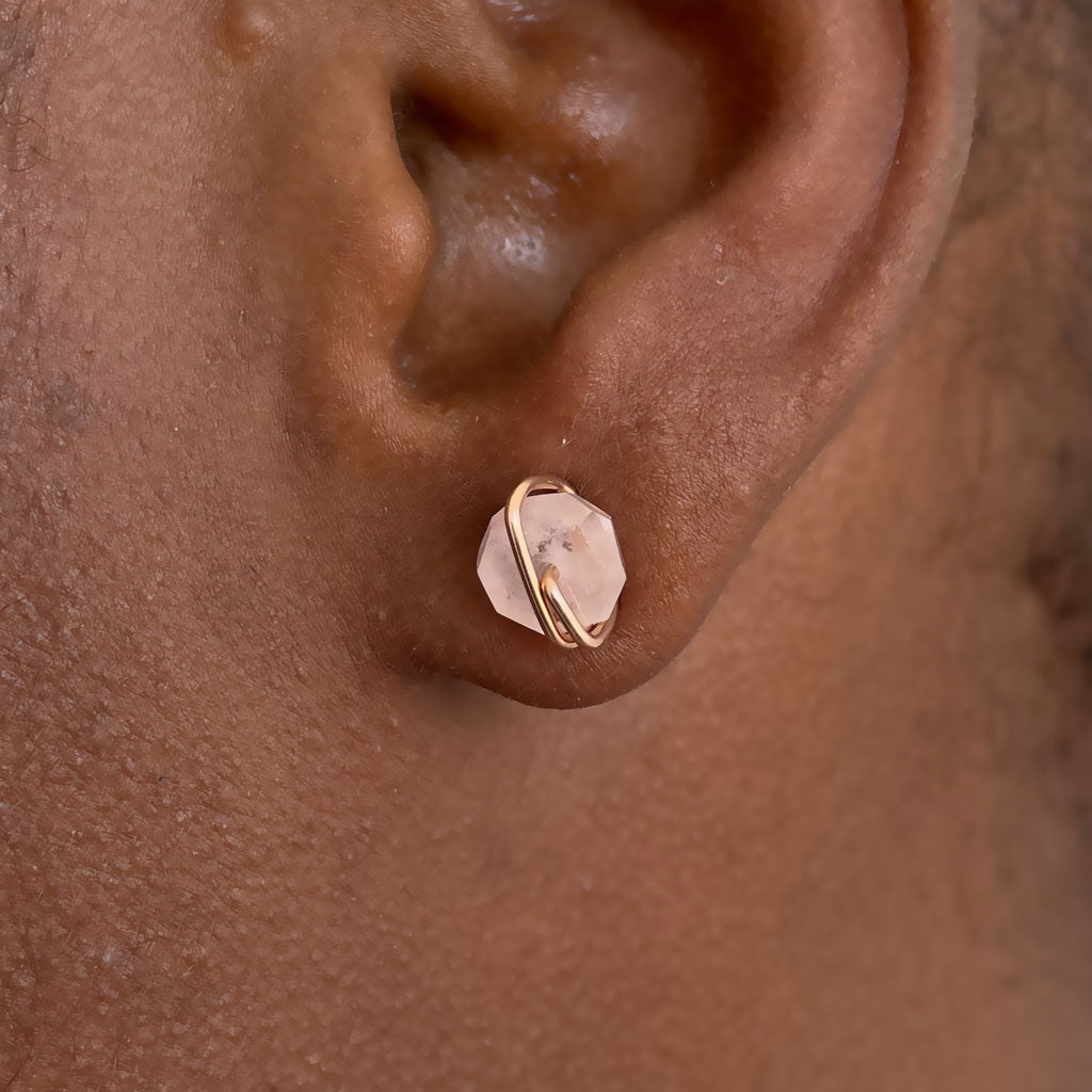 Morganite stud earrings in rose gold 