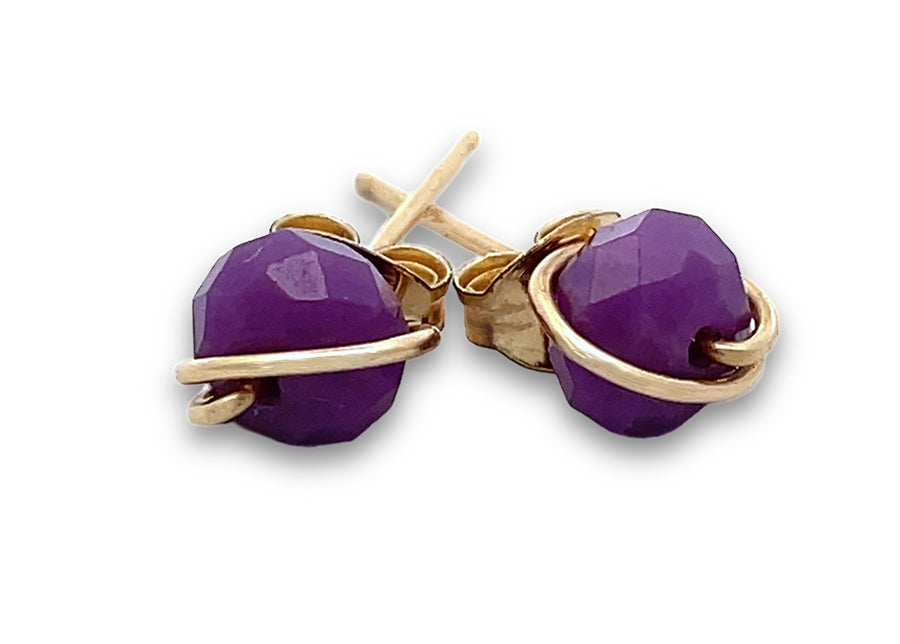 Phosphosiderite Stud Earrings | Gemstone Stud Collection