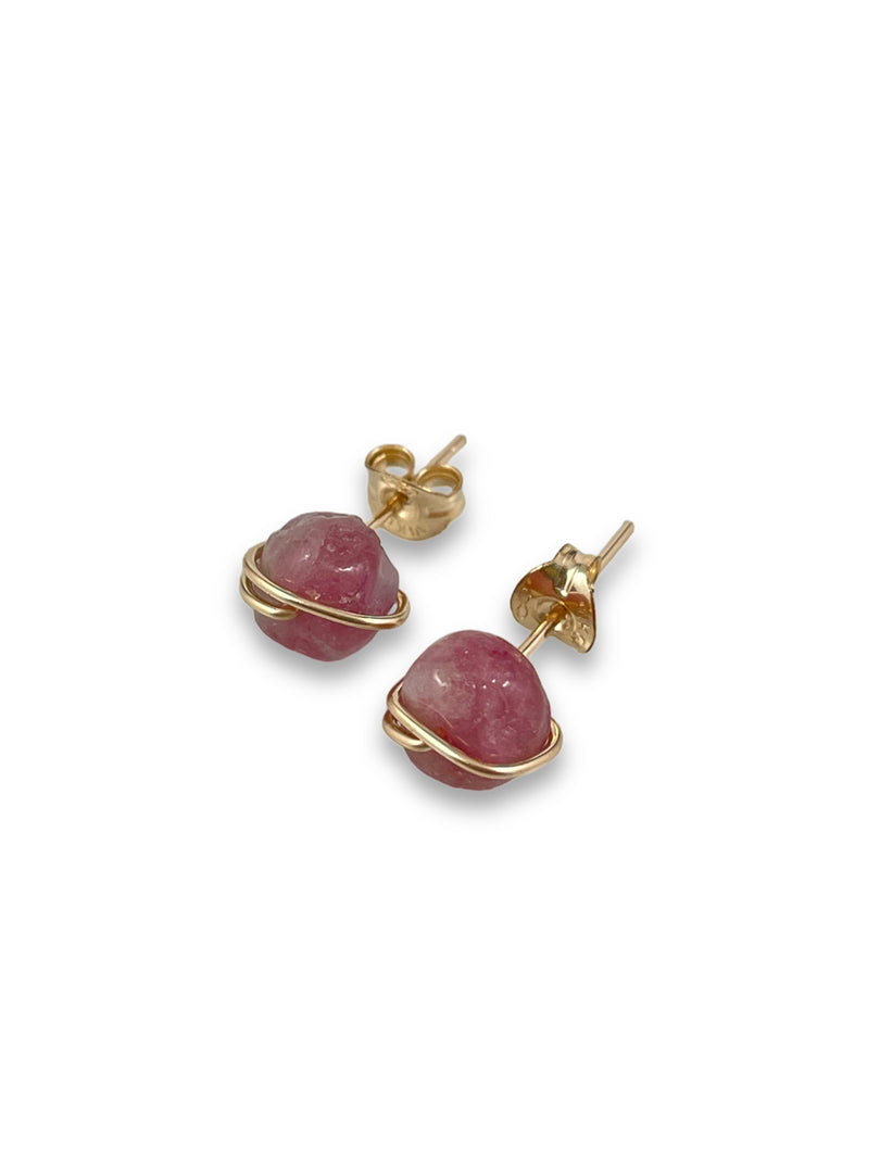 pink tourmaline studs