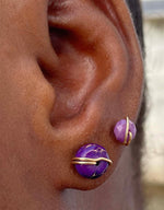 Load image into Gallery viewer, Purple jasper stud earrings 
