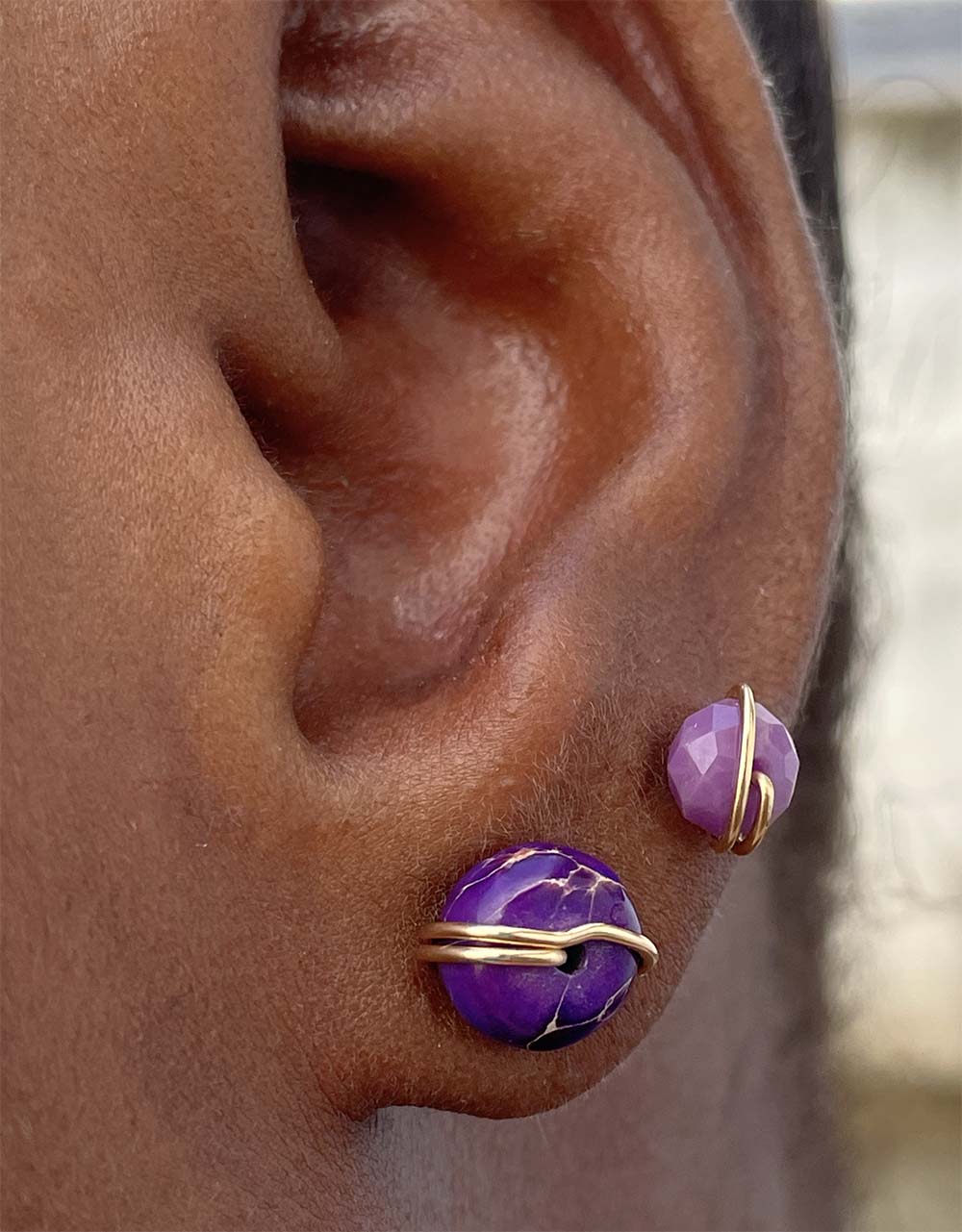 Purple jasper stud earrings 
