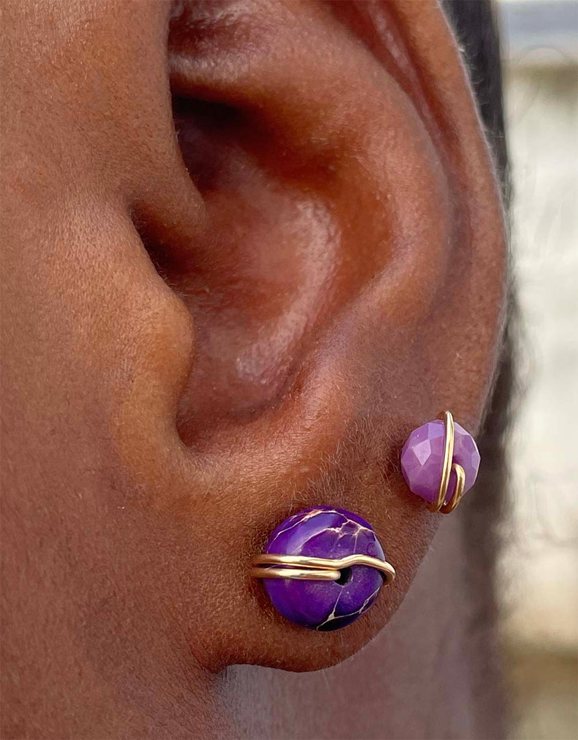 Purple jasper stud earrings 