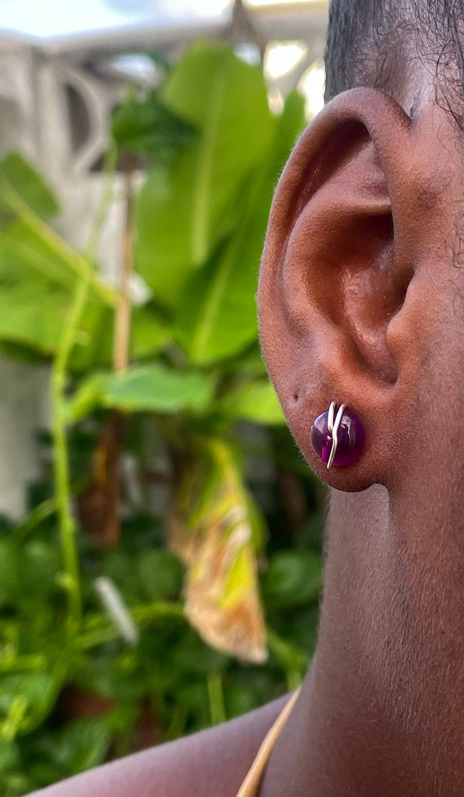 Raspberry Fluorite Stud Earrings