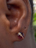 Red Purple Fluorite Stud Earrings