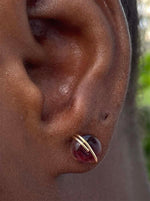 Load image into Gallery viewer, Red Purple Fluorite Stud Earrings
