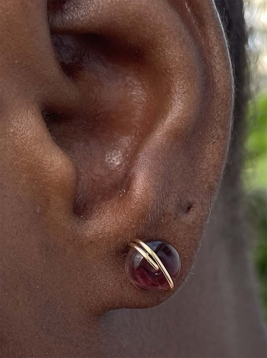 Red Purple Fluorite Stud Earrings