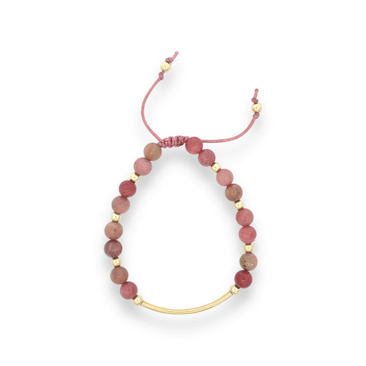 Rhodonite| Stone Bar Bracelet: A Touch of Rosy Serenity