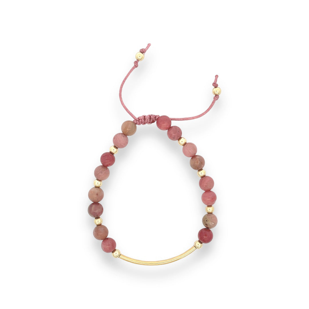 Rhodonite| Stone Bar Bracelet: A Touch of Rosy Serenity