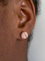 Load image into Gallery viewer, Rose quartz rose gold studs 
