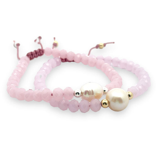 Rose crystal pearl bracelet 