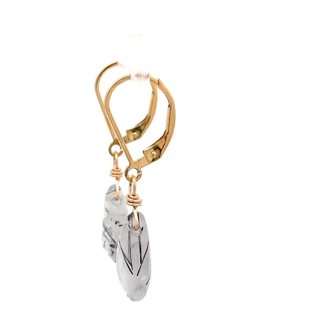side view of black rutilated quartz 