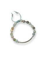 Load image into Gallery viewer, silver amazonite bar bracelet 
