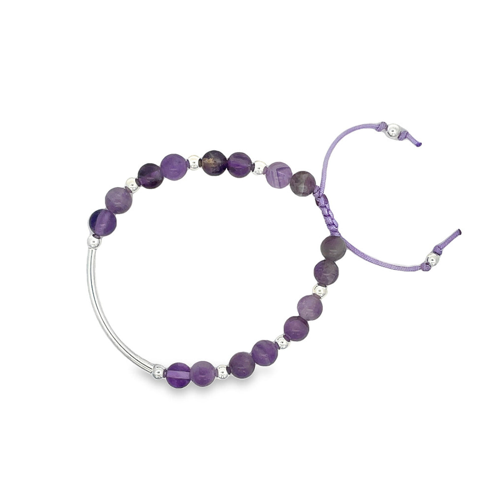 Silver Amethyst stone bar bracelet 