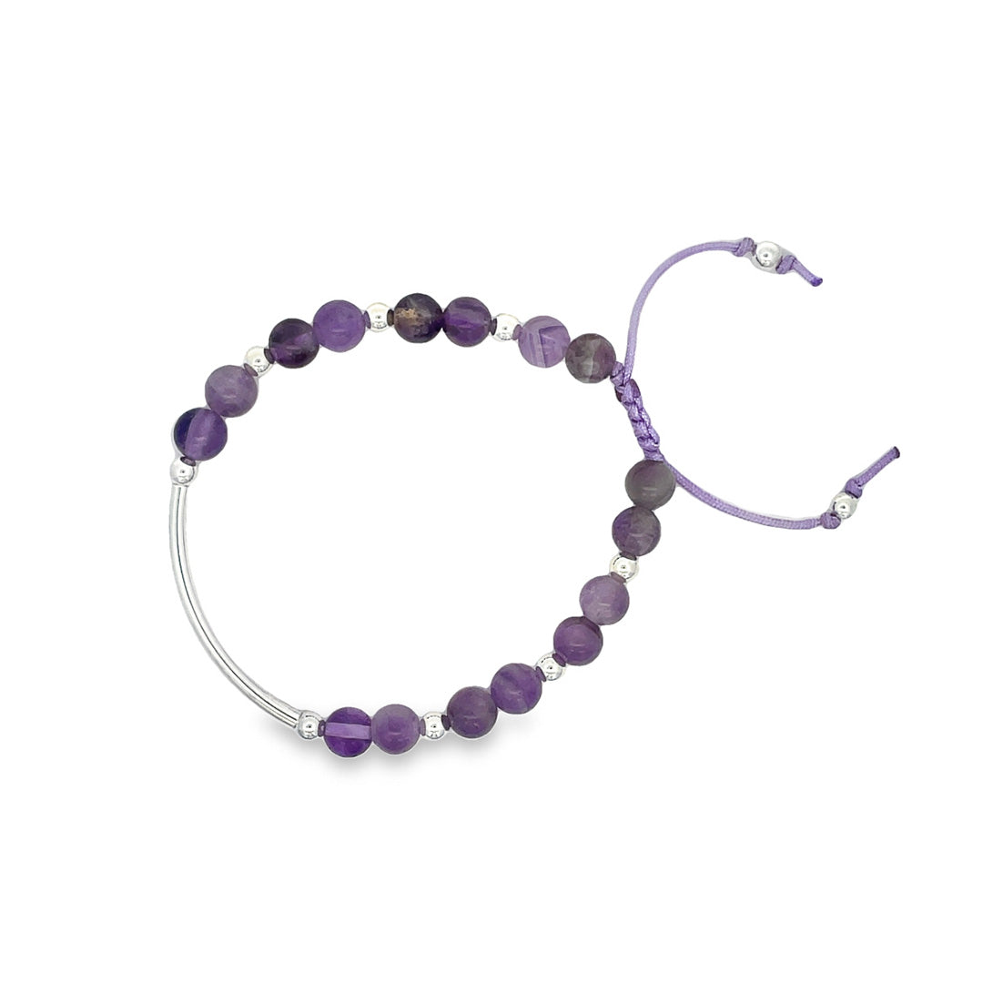 Silver Amethyst stone bar bracelet 