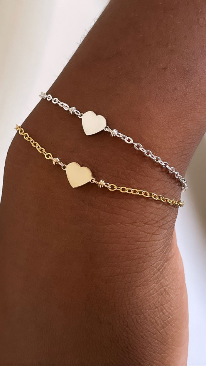 silver heart chain bracelet 